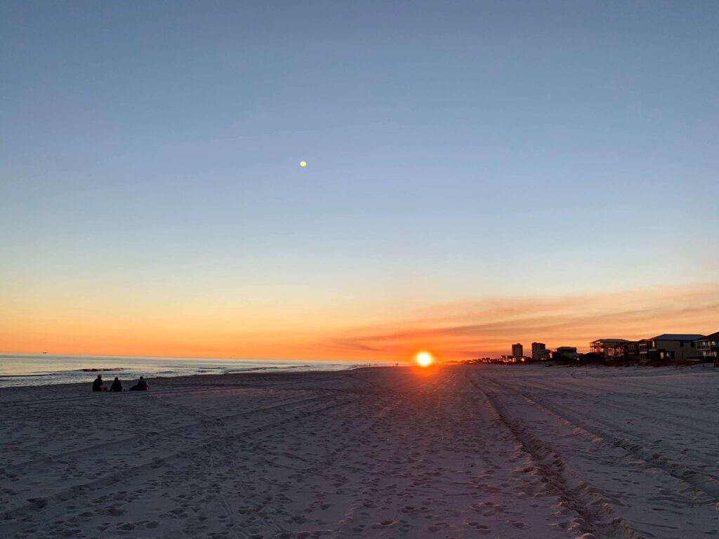 Gulf Shores beach trip sunset